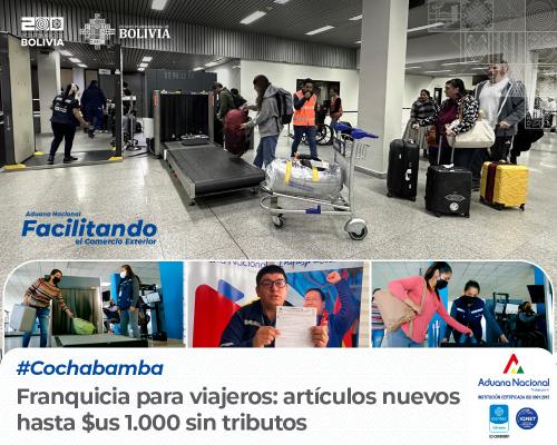 Cochabamba, Franquicia para viajeros: artículos nuevos hasta $us 1.000 ...