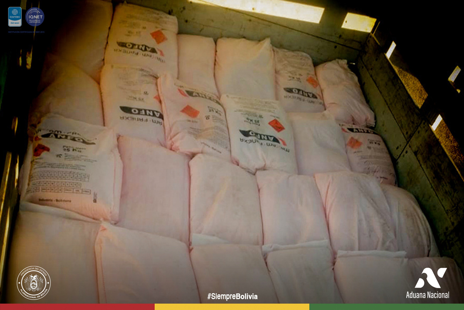 Aduana Nacional intercepta cargamento ilegal de explosivos en Oruro