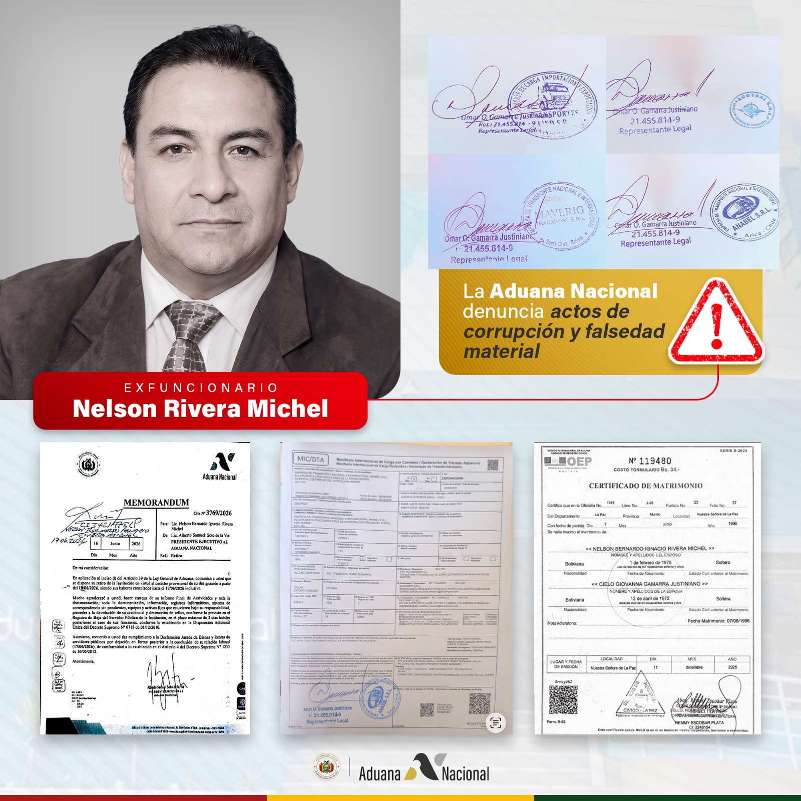 La Aduana Nacional denuncia Actos de Corrupción y Falsedad Material
