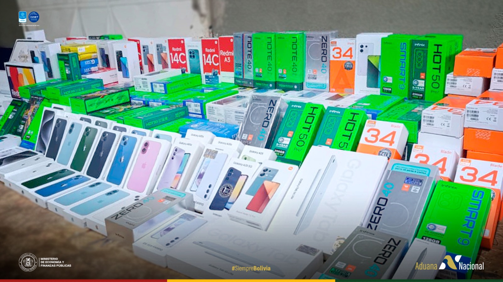 Aduana Nacional subasta teléfonos celulares, tablets y accesorios electrónicos comisados al contrabando en Tarija